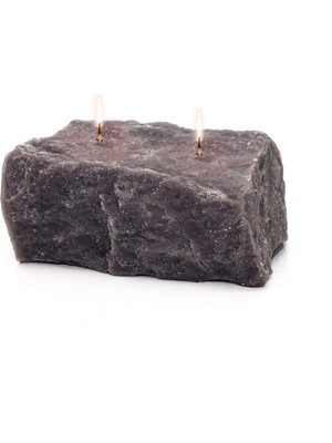 Dekoratif Gri Uzun Granit Mum (16 Cm)