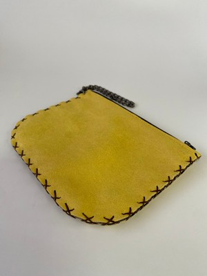 Etnik Clutch Çanta Ince / Desenli Sarı 17*13