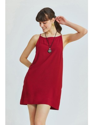 Clandestino Basic Mini Yazlık Elbise Bordo