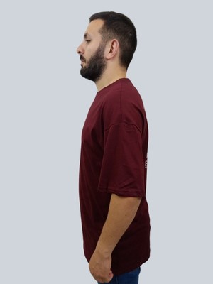 Daniel Milano Erkek Lost Oversize Bisiklet Yaka Bordo Tişört