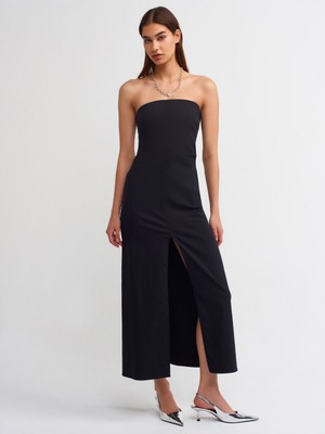Dilvin 90758 Straplez Elbise-Siyah