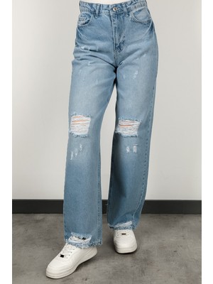 John Borners Kadın Likrasız Wide Leg Jean