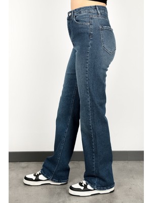 Kadın Likralı Wide Leg Jean