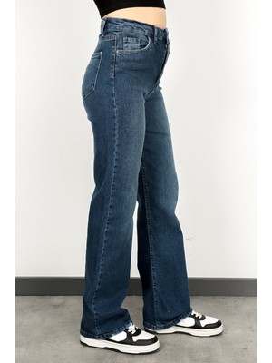 Kadın Likralı Wide Leg Jean