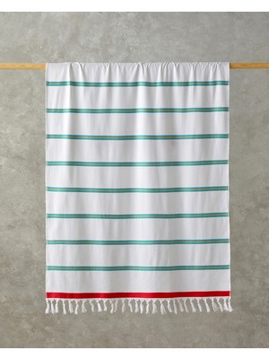 English Home Trim Stripe Pamuklu Çizgili Plaj Havlusu 90X150 cm Ekru