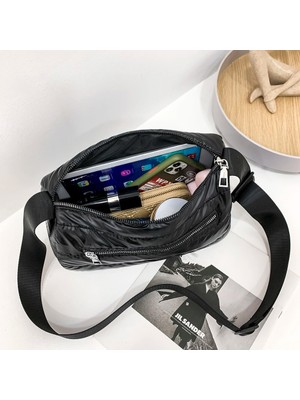 2Xuqingfeng Siyah Moda Kapitone Uzay Yastıklı Kadın Omuz Çantaları Kadın Rahat Tasarımcı Naylon Pamuk Sıcak Tote Açık Seyahat Için Crossbody Çanta (Yurt Dışından)