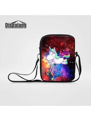 2Xuqingfeng Mini Messenger BAG23 23X17X5CM Evren Uzay Unicorn Kadın Vintage Messenger Çanta Özel Görüntü Baskı Bayanlar Rahat Çanta Kızlar Mini Crossbody Omuz Çantası (Yurt Dışından)