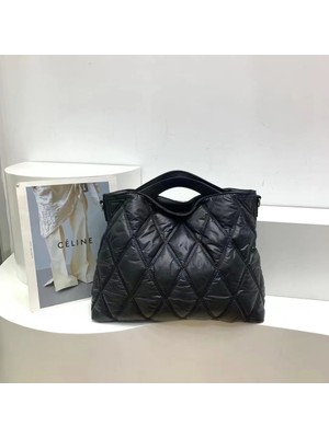 2Xuqingfeng Kırmızı Lüks Aşağı Kapitone Kadın Çanta Tasarımcısı Pamuk Yastıklı Crossbody Çanta Overlarge Uzay Tote Lingge Omuz Çantası Kadın Debriyaj (Yurt Dışından)