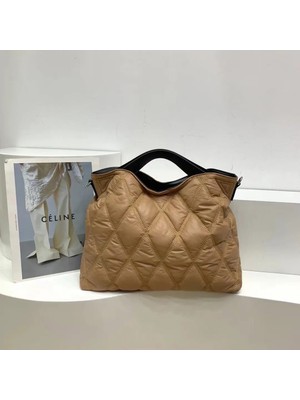 2Xuqingfeng Kırmızı Lüks Aşağı Kapitone Kadın Çanta Tasarımcısı Pamuk Yastıklı Crossbody Çanta Overlarge Uzay Tote Lingge Omuz Çantası Kadın Debriyaj (Yurt Dışından)