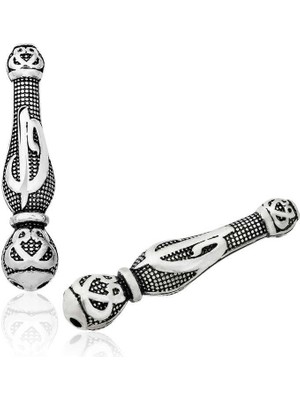 Mevafa Gümüş Nokta Işlemeli Elif Vav Motifli Tesbih Imamesi