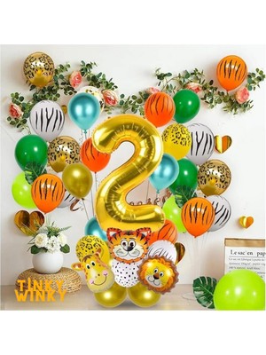 Tinky Winky Safari Temalı Balon Zincir Seti Dogum Günü Konsepti