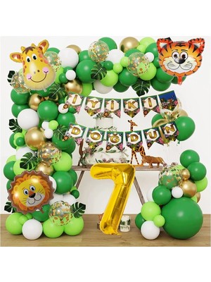 Tinky Winky Balon Safari Temalı Doğum Günü Seti Parti Eğlence Kutlama Seti