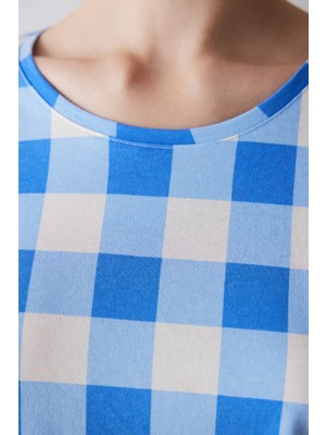 Penti Blue Gingham Şortlu Pijama Takımı