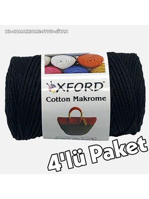 4'lü Paket Siyah Cotton Makrome 97910  -  Pamuk Makrome ve Çanta Ipi