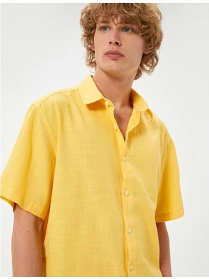 Koton Yazlık Gömlek Kısa Kollu Klasik Yaka Düğmeli Pamuklu - Koton - 4SAM60034HW - Sarı - Xxl