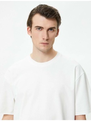 Koton Oversize Tişört Bisiklet Yaka Kısa Kollu Pamuklu - Koton - 4SAM10270HK - Siyah - M