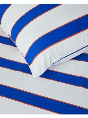 English Home Marine Stripe Çift Kişilik Nevresim Seti Lacivert-Turuncu