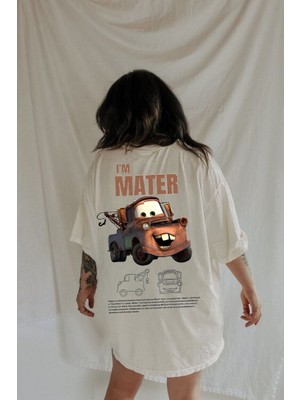 Touz Moda I'Am Mater Baskılı Beyaz T-Shirt