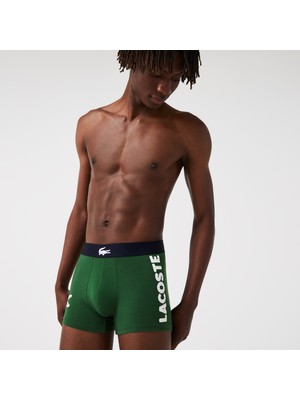 Lacoste Core Erkek 3'lü Yeşil Boxer P52-Renkli Elastik Bel Bandı ile Rahat Kullanım