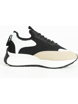 Seniorah Dimity Siyah-Bej gerçek Deri Süet Kadın Spor Ayakkabı