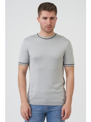 White Stone Seattle 16024 Slim Fit Sıfır Yaka T-Shirt Gri