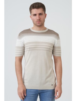 White Stone Charlotte 16014 Slim Fit  Sıfır Yaka T-Shirt Taş