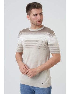 White Stone Charlotte 16014 Slim Fit Sıfır Yaka T-Shirt Taş