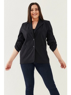 Lady Majestic Büyük Beden Kadın Ceketi Yumuşak Pamuklu Kumaş ile Rahat Kesim