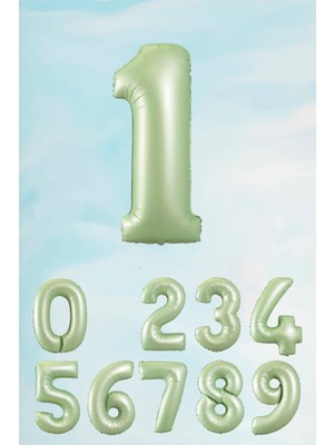 Parti Furyası Retro Yeşil Rakam Balonlar 1 rakamı ,retro Renk Yaş Balonları Retro Konsept Doğum Günü Süsleri
