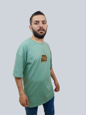 Daniel Milano Erkek Respect Oversize Bisiklet Yaka Mint Yeşili Tişört