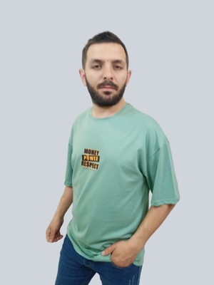 Daniel Milano Erkek Respect Oversize Bisiklet Yaka Mint Yeşili Tişört