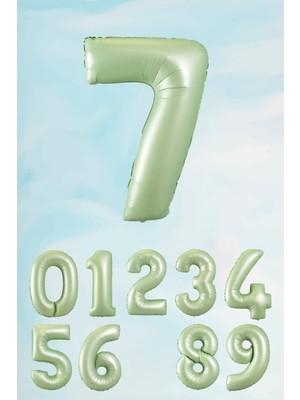 Parti Furyası Retro Yeşil Rakam Balonlar 7 rakamı ,retro Renk Yaş Balonları Retro Konsept Doğum Günü Süsleri