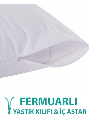 Suvay Pamuklu Fermuarlı İç Yastık Kılıfı 10'lu Beyaz Renkli İç Astar Yastık İç Kılıfı 50x70 Şilte