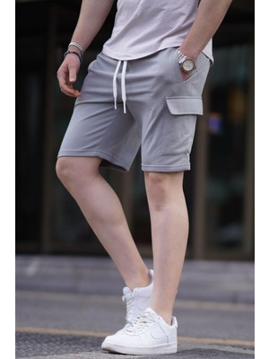 Madmext Boyalı Gri Erkek Kargo Cep Şort 6534