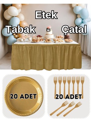 Parti Baskı Masa Eteği - Tabak - Çatal