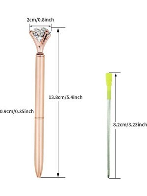 Bra2nd Kalesi Büyük Elmas Kristal Okul Ofis Malzemeleri ile 4 Parça Gül Altın Metal Tükenmez Kalem (Yurt Dışından)