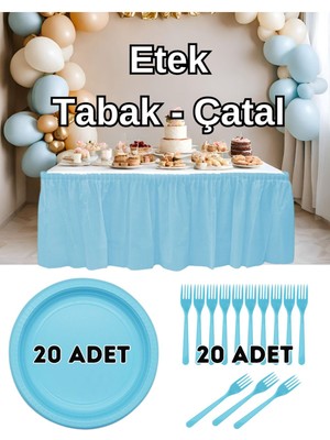 Parti Baskı Masa Eteği - Tabak - Çatal