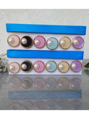 Zedhobi 12 Adet 25 Mm Renkli Özel Döküm Büyük İncili Crop Düğme