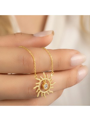 Usho Jewelry 925 Ayar Gümüş Taşlı Güneş Kolye