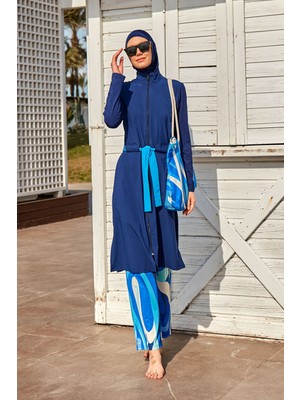 Marina Paraşüt Lacivert Tam Kapalı Tesettür Mayo M2428