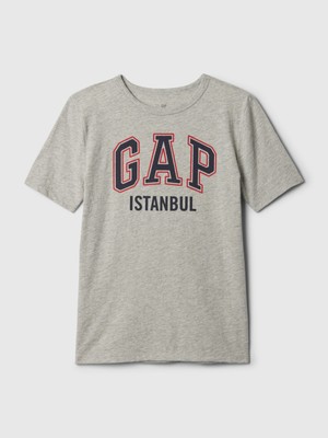 Gap Erkek Çocuk Gri Istanbul Logo T-Shirt