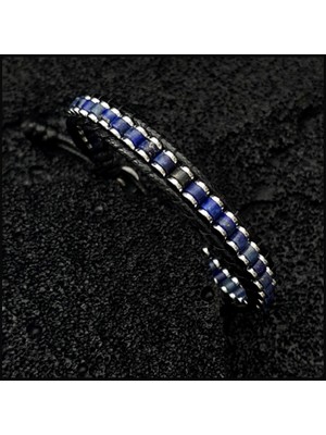 Seven Art Jewelry Doğal Taş Bileklik, Lapis Lazulli (Lacivert) ve Hemati Bileklik, Erkek Bileklik, Kadın Bileklik