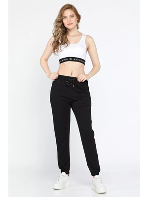 Julude Siyah Paça Lastikli Kadın Jogger Eşofman Altı P-00010673