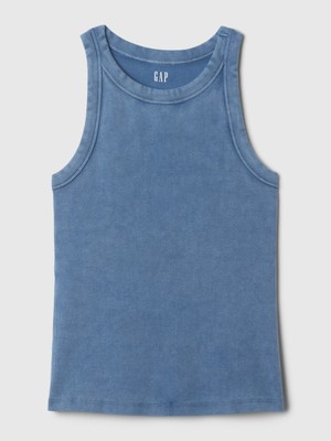 Gap Kadın Mavi Modern Fitilli Halter Yaka Atlet