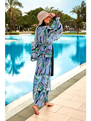 Marina Desenli Lila Kimono Kaftan P2406