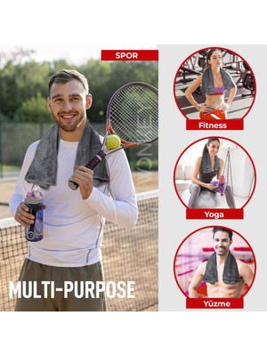 Wonkey - Sporcu Fitness Antreman Havlusu 30x100 cm, Ultra Hafif ve Hızlı Kuruyan Mikrofiber Spor Havlu, Gym Boks Pilates Tenis Havlusu (2'i Paket - Gri)