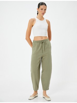 Koton Havuç Pantolon Beli Bağcıklı Normal Bel Cep Detaylı Modal