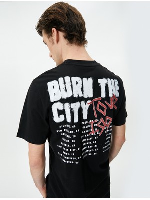 Koton Arkası Baskılı Tişört Sloganlı Bisiklet Yaka Kısa Kollu