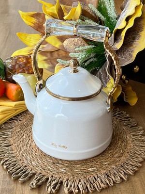 Rossev White Pearl Emaye Kettle