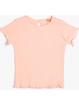 Koton Tişört Kısa Kollu Bisiklet Yaka Ribanalı Pamuklu